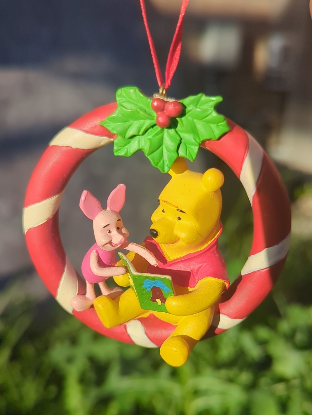 Winnie the Pooh & Piglet Candy Cane Wreath Christmas Disney Ornament